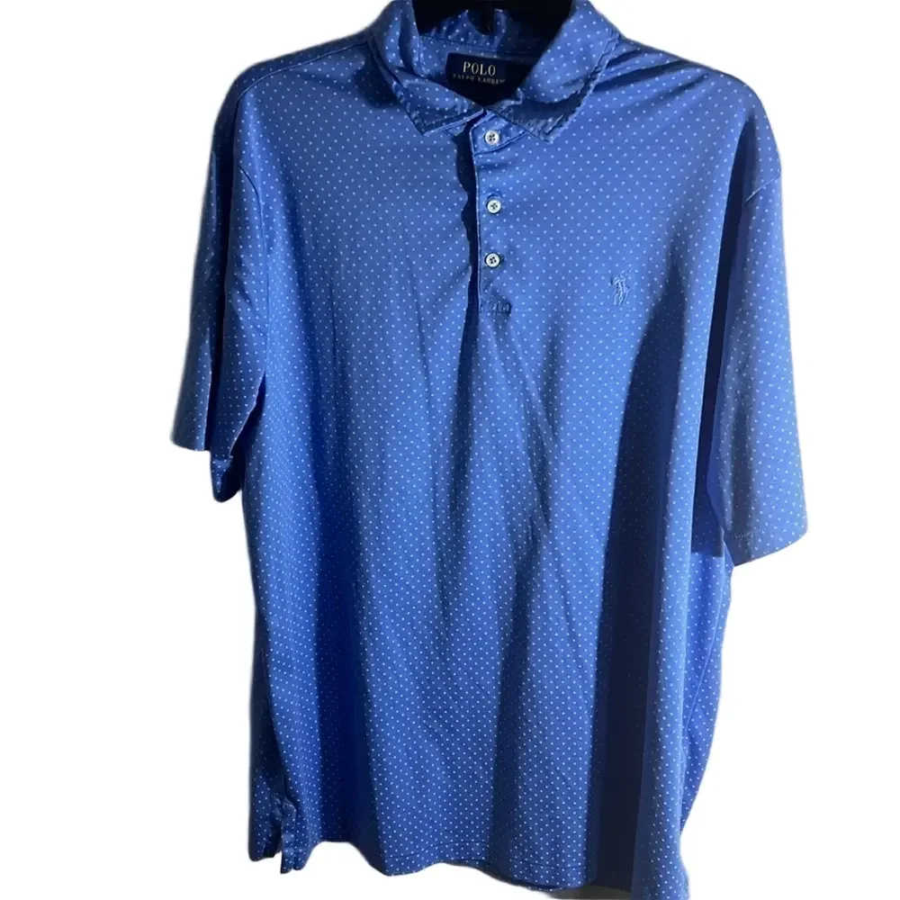 Polo Ralph Lauren Performance Polo Blue Micro Dot Golf Shirt XL Classic golf